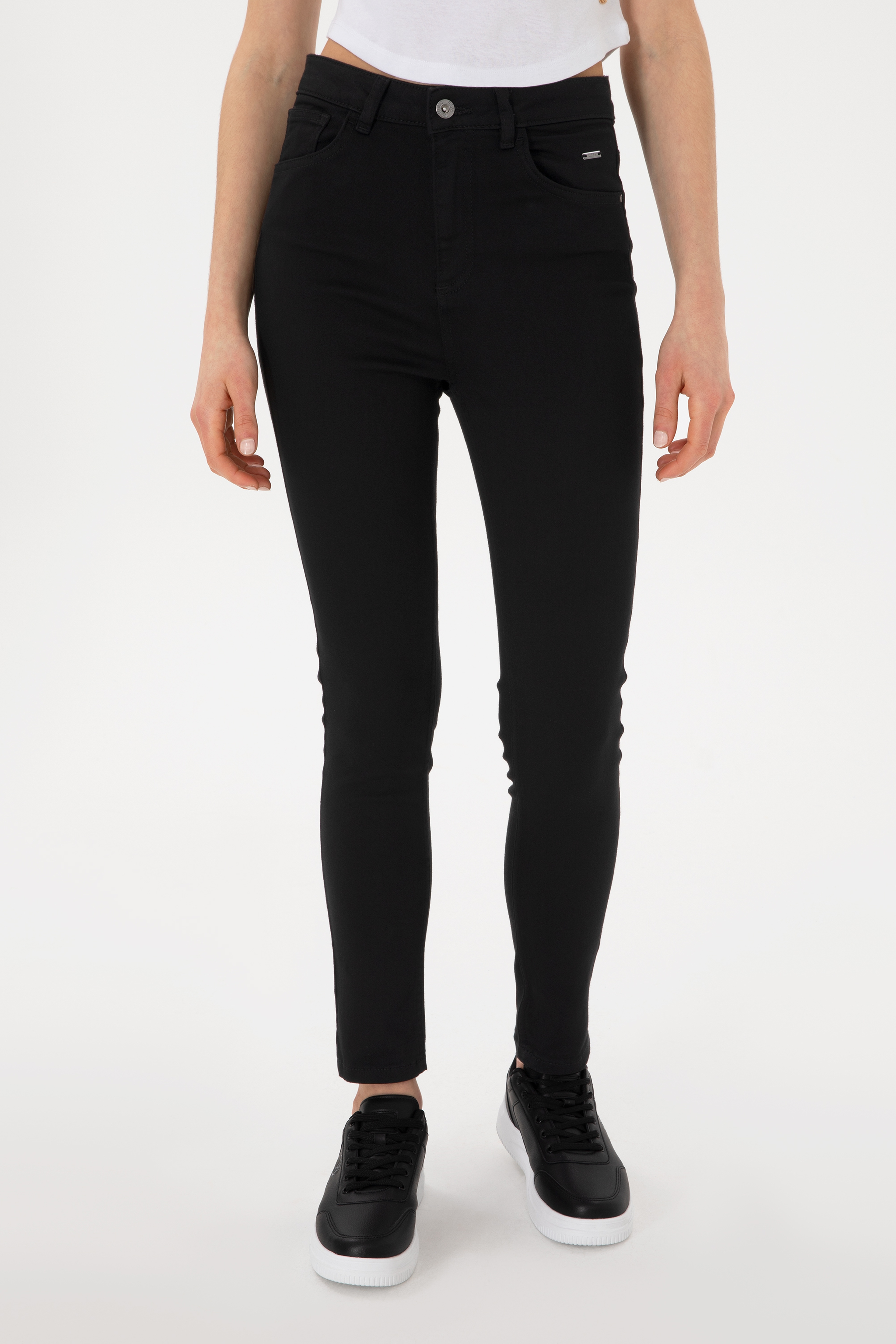 Kadın Siyah Skinny High Waist Fit Jean Pantolon - Image 2