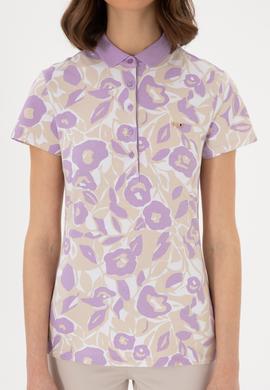 Kadın Lila Polo Yaka Tişört - 50299537021