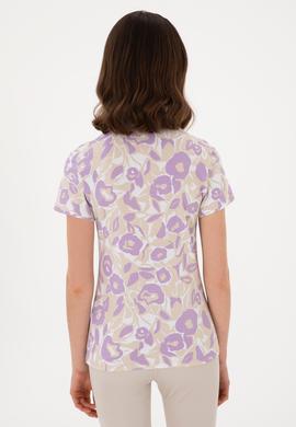 Kadın Lila Polo Yaka Tişört - 50299537021