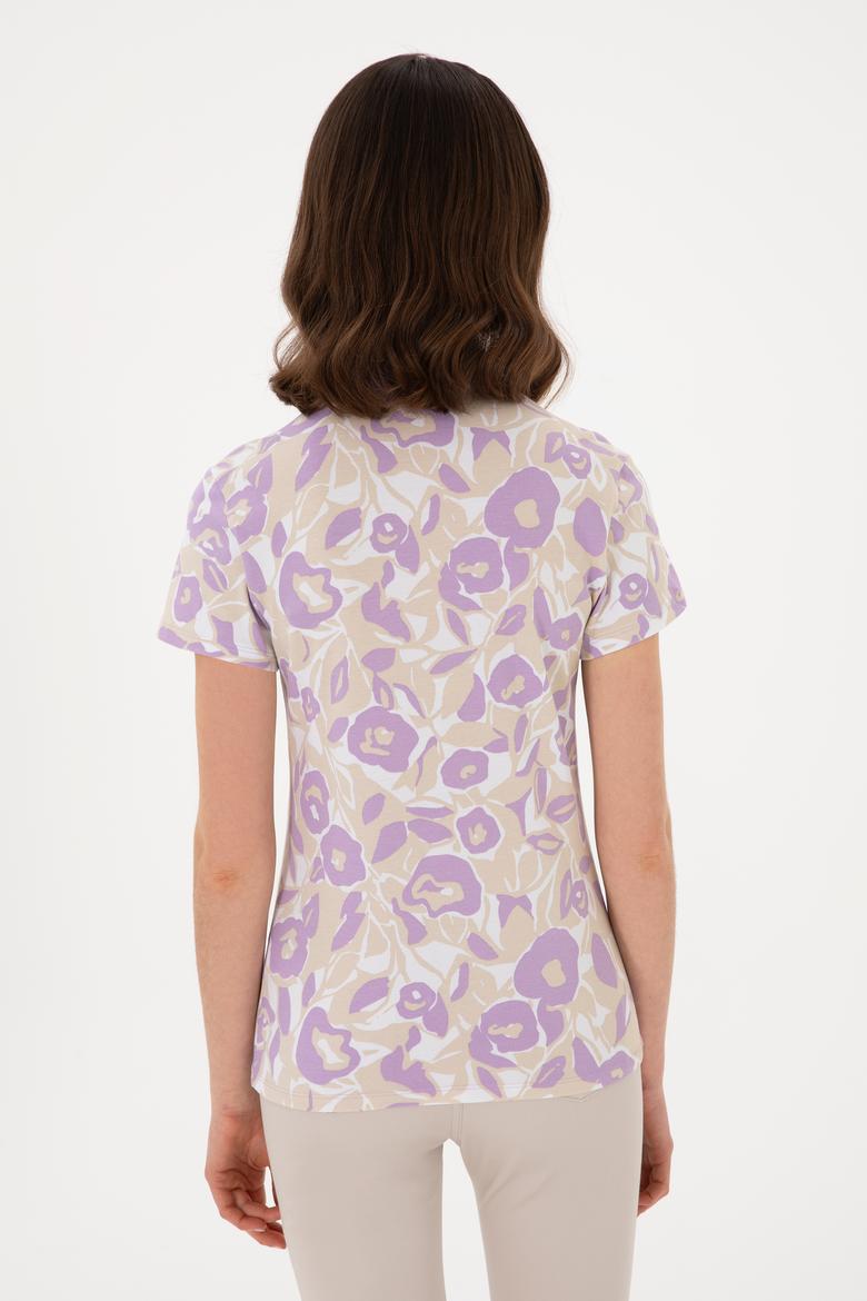 Kadın Lila Polo Yaka Tişört - 50299537021