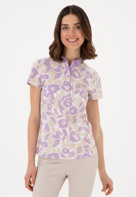 Kadın Lila Polo Yaka Tişört - 50299537021