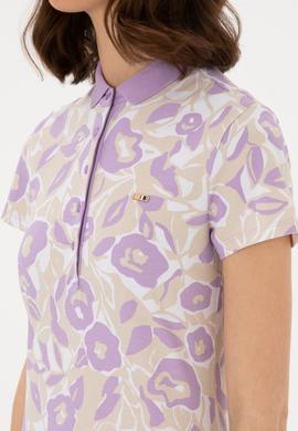 Kadın Lila Polo Yaka Tişört - 50299537021