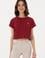 Kadın Vişne Crop Bisiklet Yaka Tişört