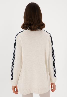 Kadın Krem Balıkçı Yaka Kazak - 50293139016