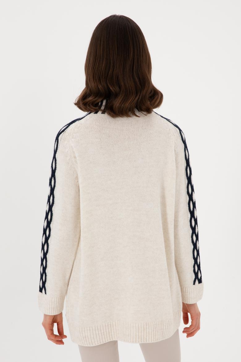 Kadın Krem Balıkçı Yaka Kazak - 50293139016