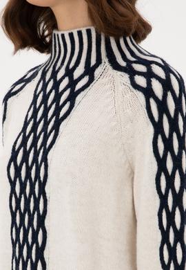 Kadın Krem Balıkçı Yaka Kazak - 50293139016