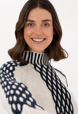 Kadın Krem Balıkçı Yaka Kazak - 50293139016