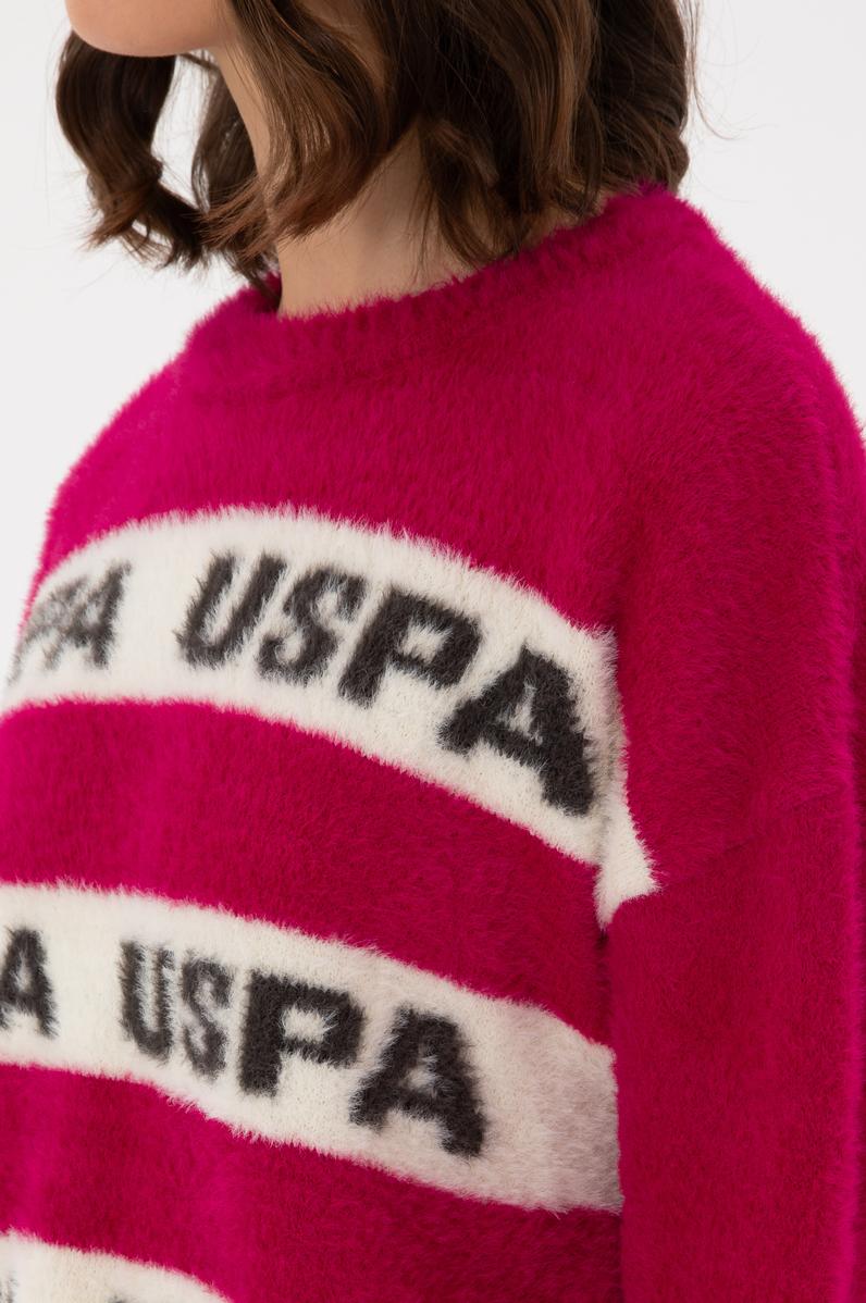 Kadın Fuşya Bisiklet Yaka Kazak