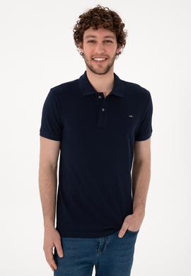 Erkek Slim Fit Polo Yaka Lacivert Basic Tişört - 50298042011
