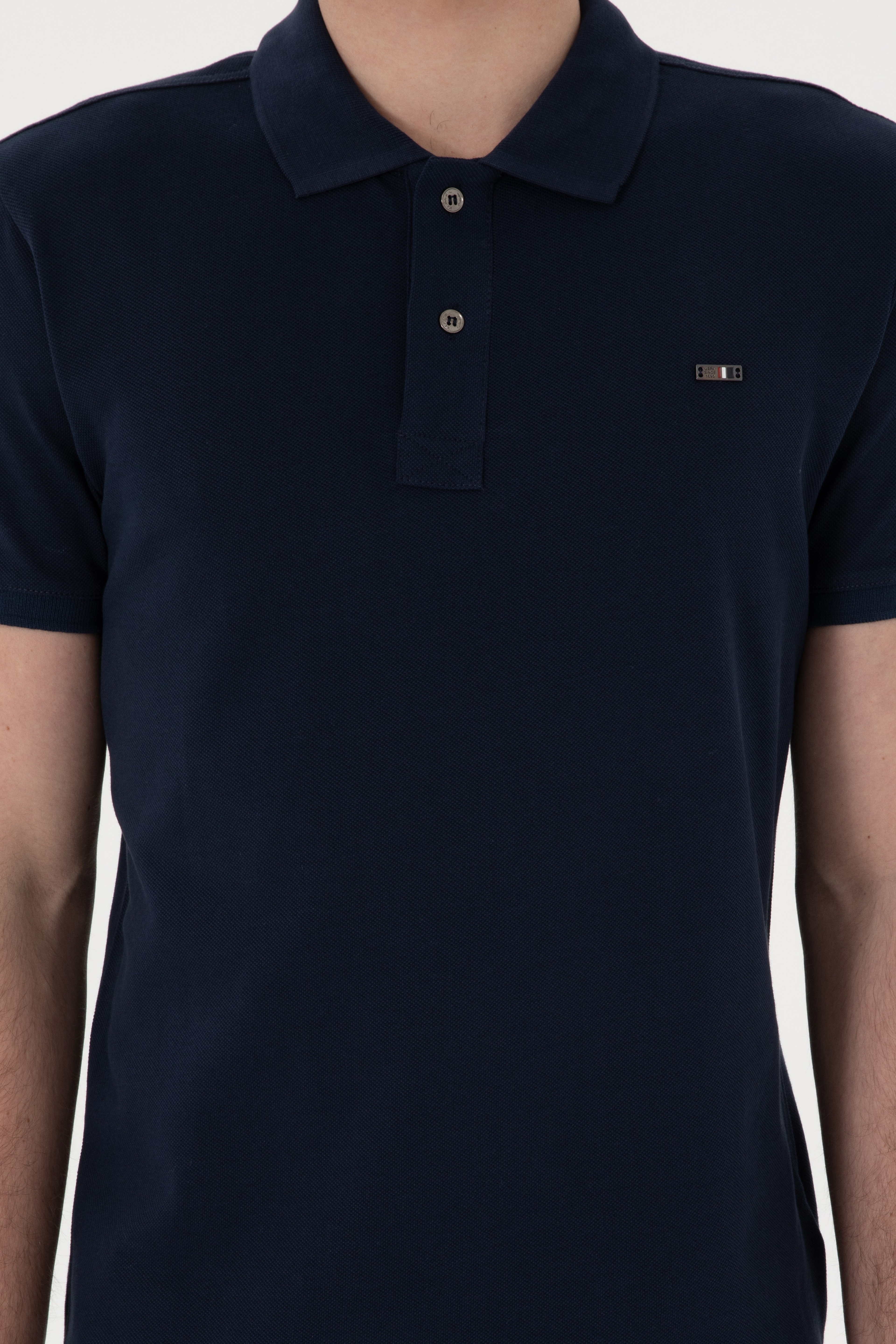 Erkek Slim Fit Polo Yaka Lacivert Basic Tişört - Image 6
