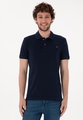 Erkek Slim Fit Polo Yaka Lacivert Basic Tişört - 50298042011