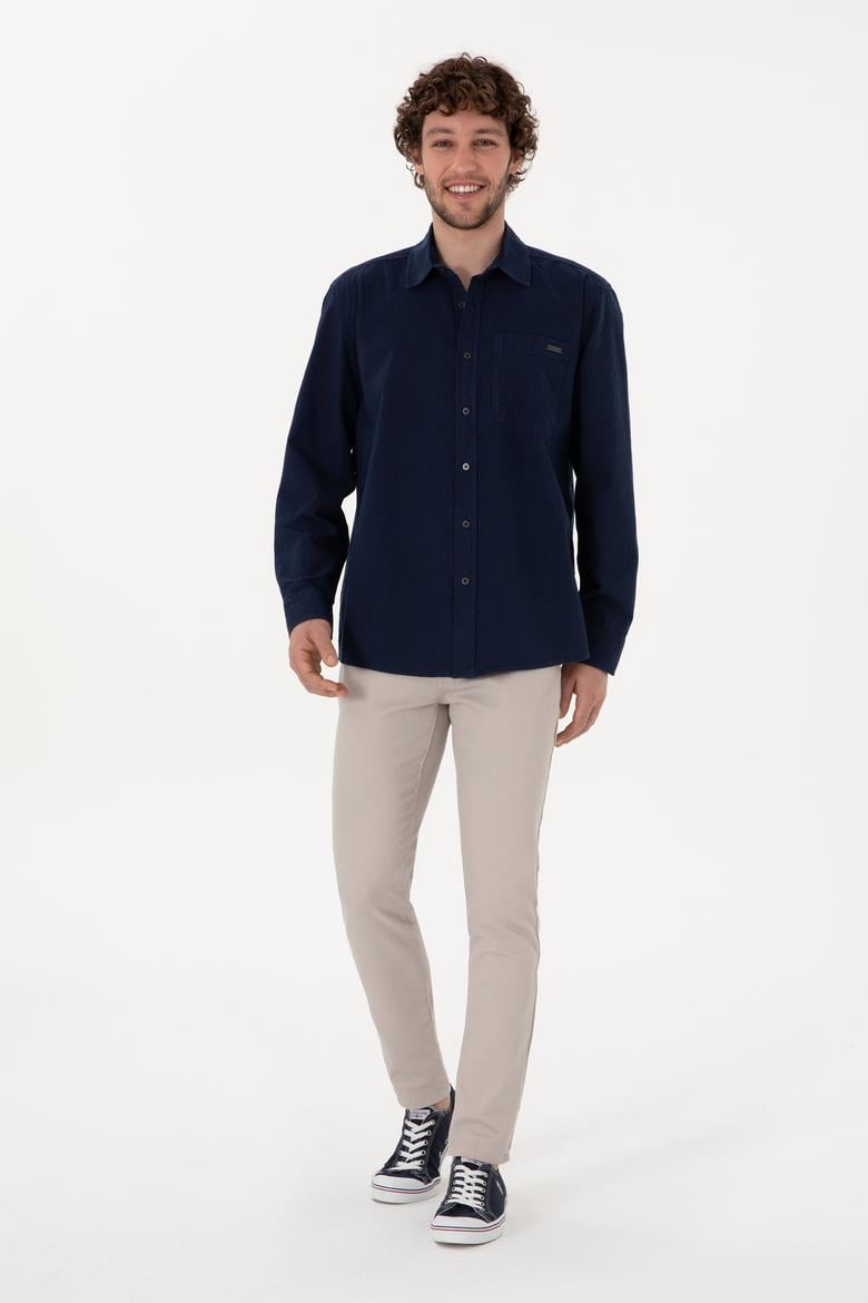 Erkek Koyu Mavi Jean Gömlek - 50304363004