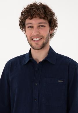 Erkek Koyu Mavi Jean Gömlek - 50304363004