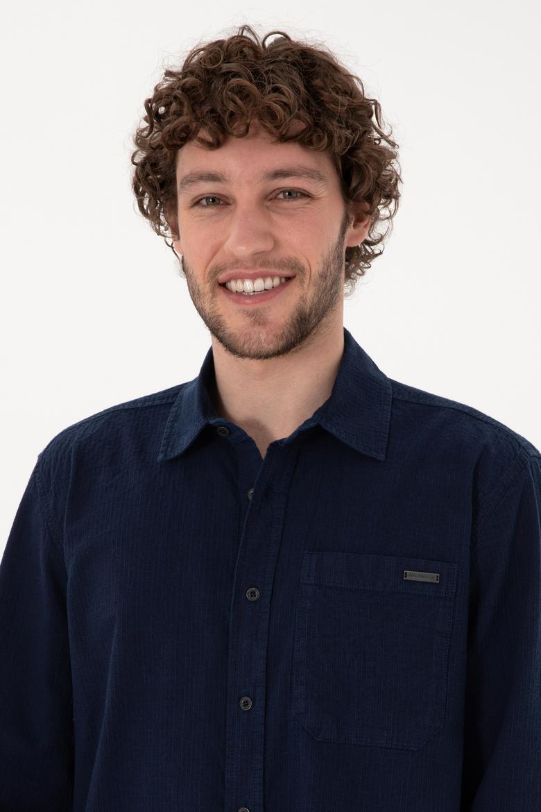Erkek Koyu Mavi Jean Gömlek - 50304363004