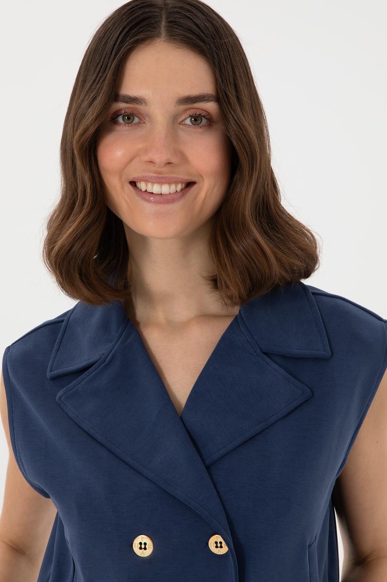 Kadın Lacivert Örme Yelek