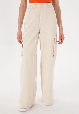 Kadın Ekru Kargofit Jean Pantolon - 50304313007