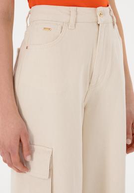 Kadın Ekru Kargofit Jean Pantolon - 50304313007