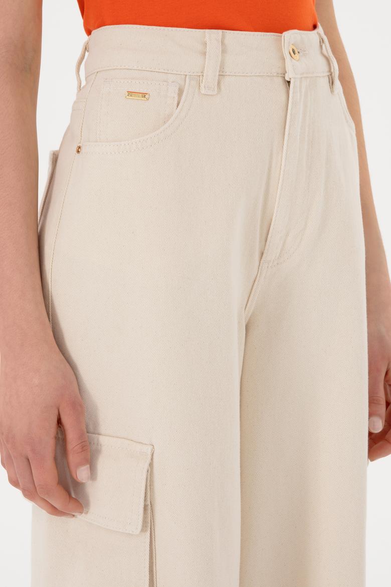 Kadın Ekru Kargofit Jean Pantolon - 50304313007