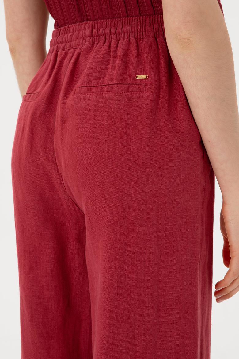 Kadın Vişne Loose Relax Fit Kanvas Pantolon - 50306844005