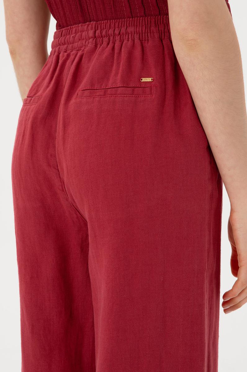 Kadın Vişne Loose Relax Fit Kanvas Pantolon