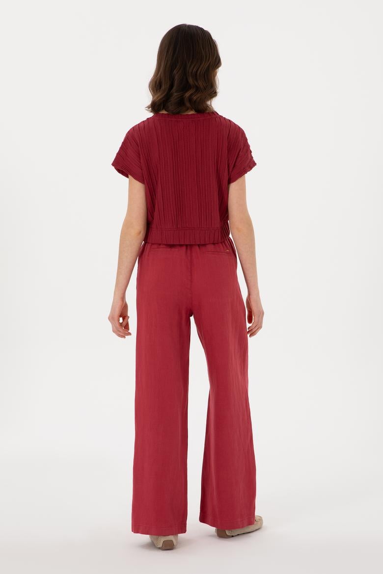 Kadın Vişne Loose Relax Fit Kanvas Pantolon - 50306844005