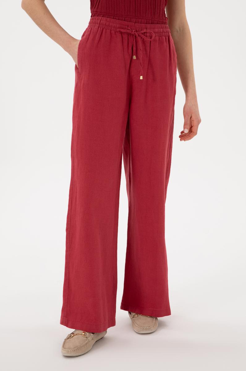 Kadın Vişne Loose Relax Fit Kanvas Pantolon