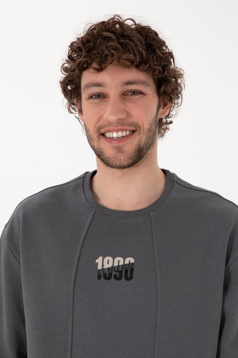 Erkek Bisiklet Yaka Antrasit Comfort Fit Sweatshirt