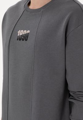 Erkek Bisiklet Yaka Antrasit Comfort Fit Sweatshirt - 50293430007