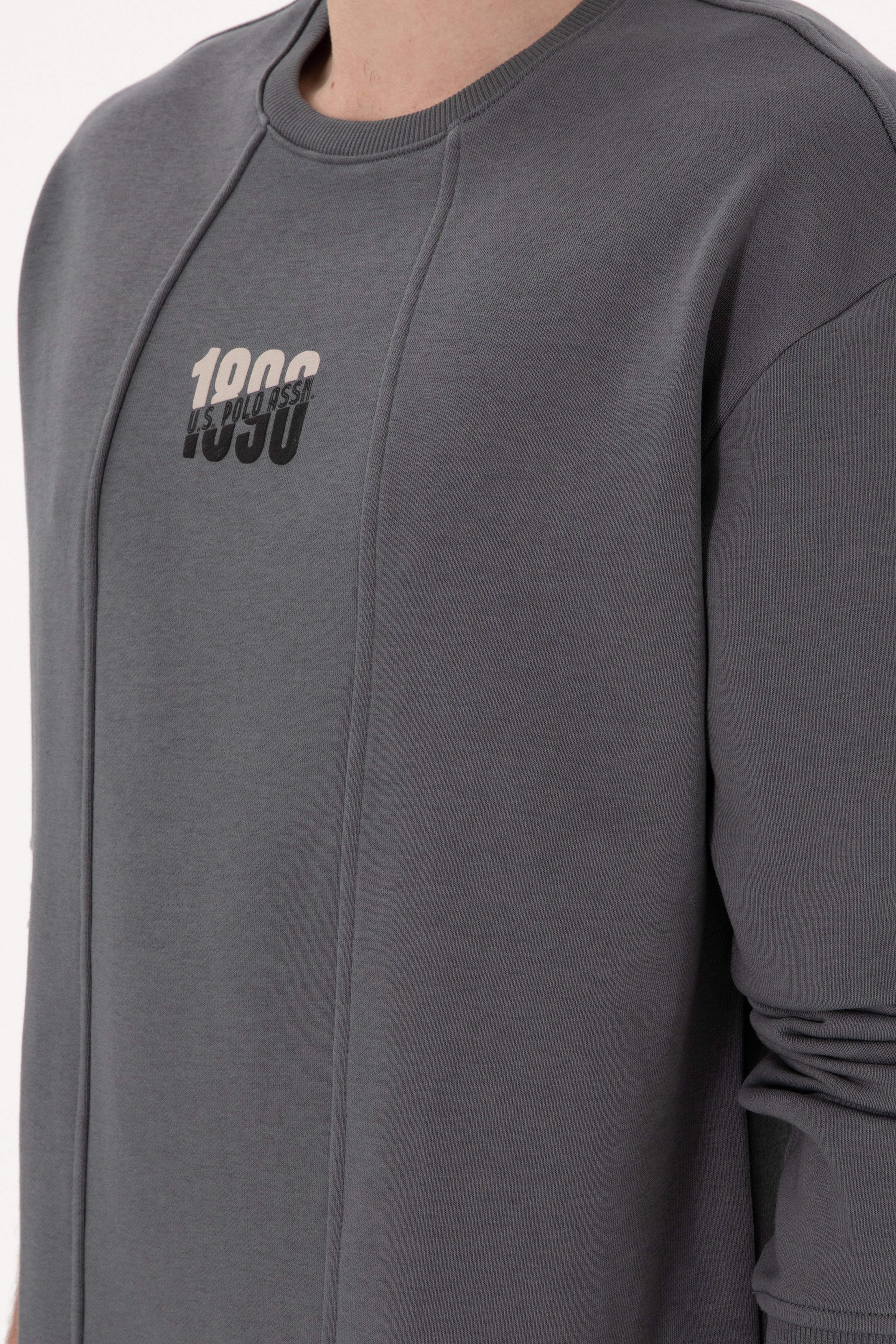 Erkek Bisiklet Yaka Antrasit Comfort Fit Sweatshirt - Image 7