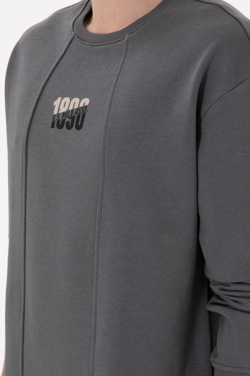 Erkek Bisiklet Yaka Antrasit Comfort Fit Sweatshirt