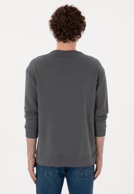 Erkek Bisiklet Yaka Antrasit Comfort Fit Sweatshirt - 50293430007