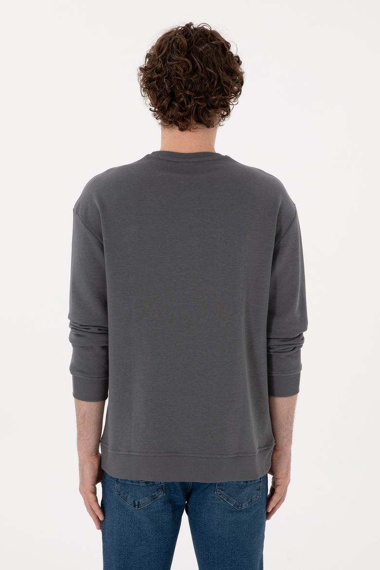 Erkek Bisiklet Yaka Antrasit Comfort Fit Sweatshirt - 50293430007