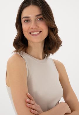 Kadın Taş Kolsuz Bisiklet Yaka Basic Tişört - 50300904052