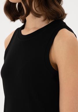 Kadın Siyah Kolsuz Bisiklet Yaka Basic Tişört - 50300904061