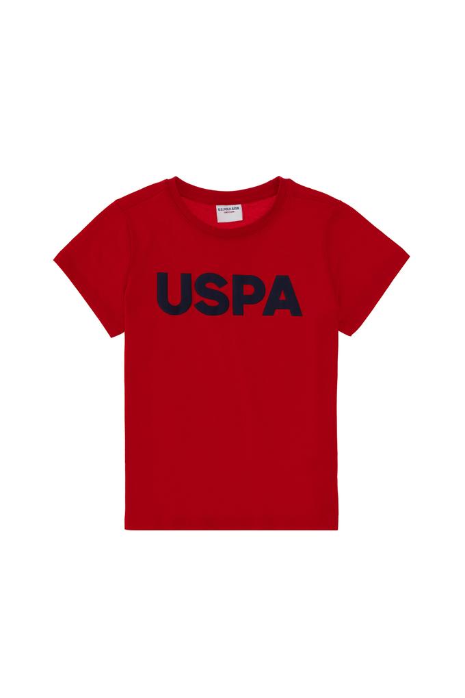 Erkek Çocuk Kırmızı Basic Bisiklet Yaka Tişört