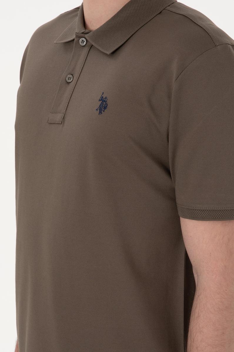 Erkek Regular Fit Polo Yaka Vizon Basic Tişört