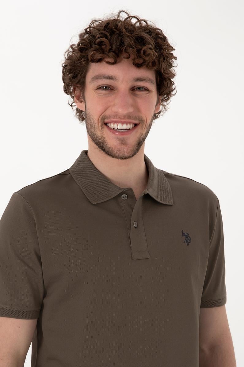 Erkek Regular Fit Polo Yaka Vizon Basic Tişört