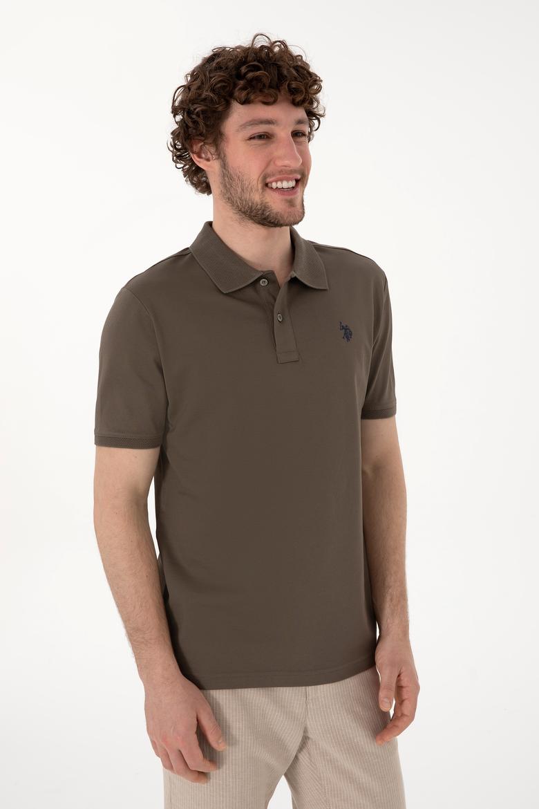 Erkek Regular Fit Polo Yaka Vizon Basic Tişört - 50298016078