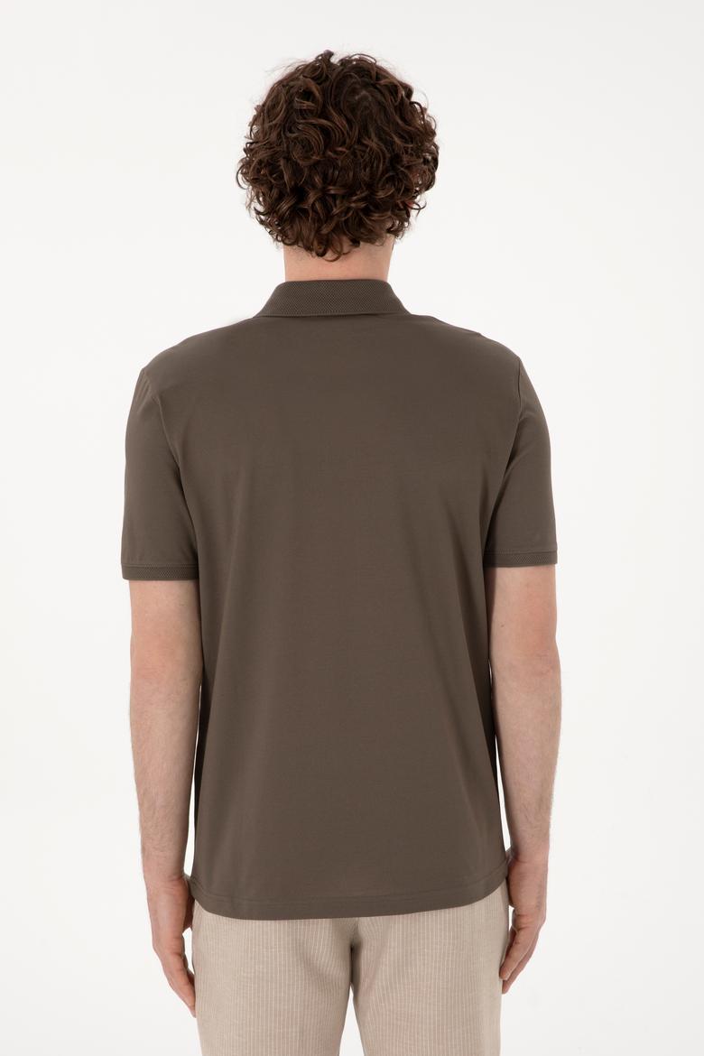 Erkek Regular Fit Polo Yaka Vizon Basic Tişört - 50298016078