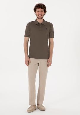 Erkek Regular Fit Polo Yaka Vizon Basic Tişört - 50298016078