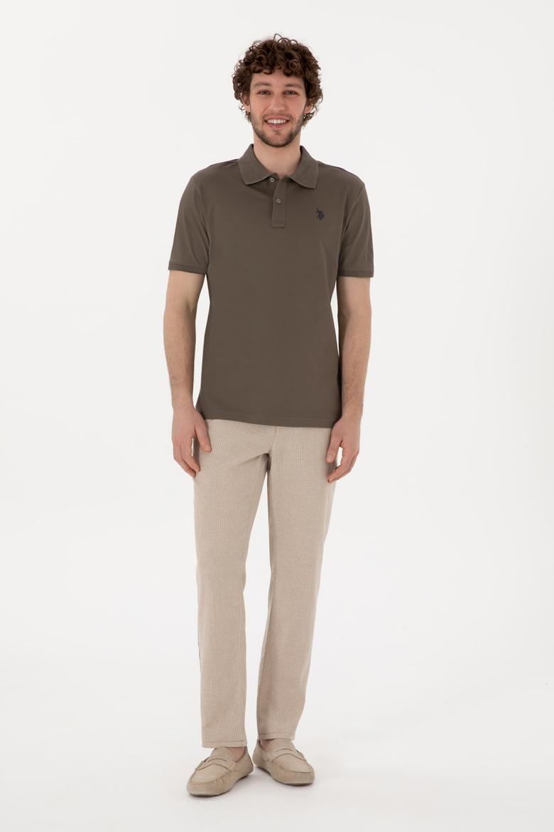 Erkek Regular Fit Polo Yaka Vizon Basic Tişört - 50298016078
