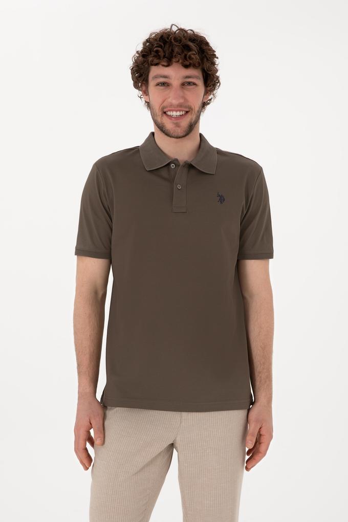 Erkek Regular Fit Polo Yaka Vizon Basic Tişört