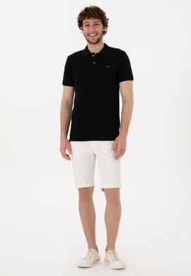 Erkek Slim Fit Polo Yaka Siyah Basic Tişört - 50298042021