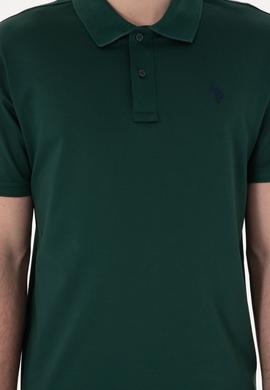 Erkek Regular Fit Polo Yaka Koyu Yeşil Basic Tişört - 50298016085