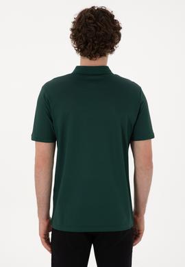 Erkek Regular Fit Polo Yaka Koyu Yeşil Basic Tişört - 50298016085