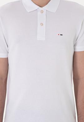 Erkek Slim Fit Polo Yaka Beyaz Basic Tişört - 50297983006