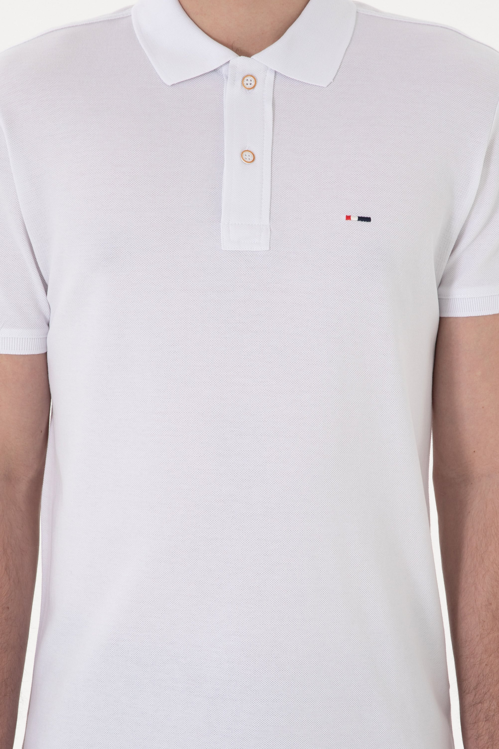 Erkek Slim Fit Polo Yaka Beyaz Basic Tişört - Image 6