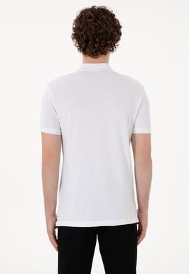 Erkek Slim Fit Polo Yaka Beyaz Basic Tişört - 50297983006