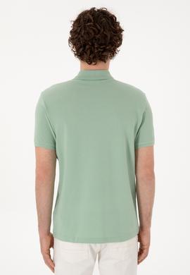 Erkek Slim Fit Polo Yaka Su Yeşili Basic Tişört - 50297984420
