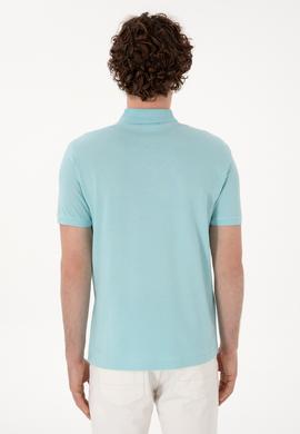 Erkek Slim Fit Polo Yaka Açık Mavi Basic Tişört - 50297984394